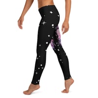 Image 2 of Kawaii Pastel Goth Starry Pink and Purple Watercolor Baphomet Horned Goat Leggings