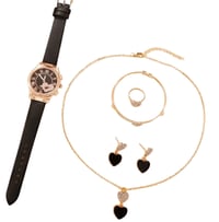 Image 1 of Timeless Elegance 6-Piece Rose Gold Jewelry & Watch Set