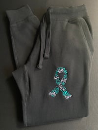 Image 3 of Cancer Ribbon/Awareness Joggers- Smaller Ribbon (Choose your Colors) 
