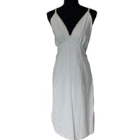 Image 3 of Vintage Pale Blue Cotton Midi Slip Dress   with Trim- Size M