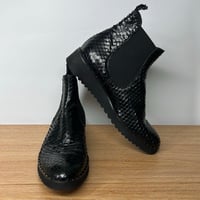 Image 3 of THE SHOE BOX Black Genuine Leather Snake Skin Textured Women’s Ankle Bootie’s