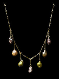 Rainbow keshi necklace 