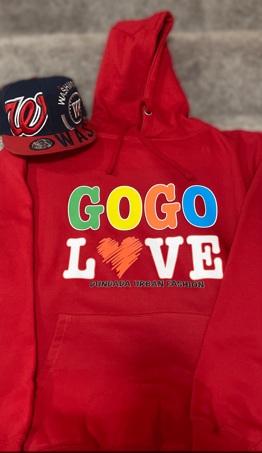Custom made red GOGO LOVE hoodie
