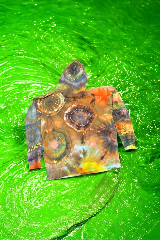 ICE DYED HEAVYWEIGHT HOODIE w/Geode (Green/Dutch Choc/Bright Yellow