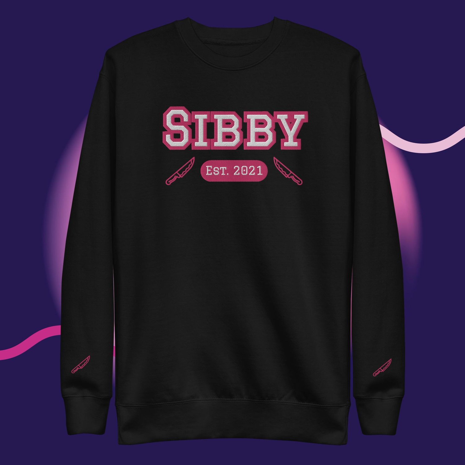 Image of Sibby embroidery with sleeve detail  Unisex Premium Sweatshirt