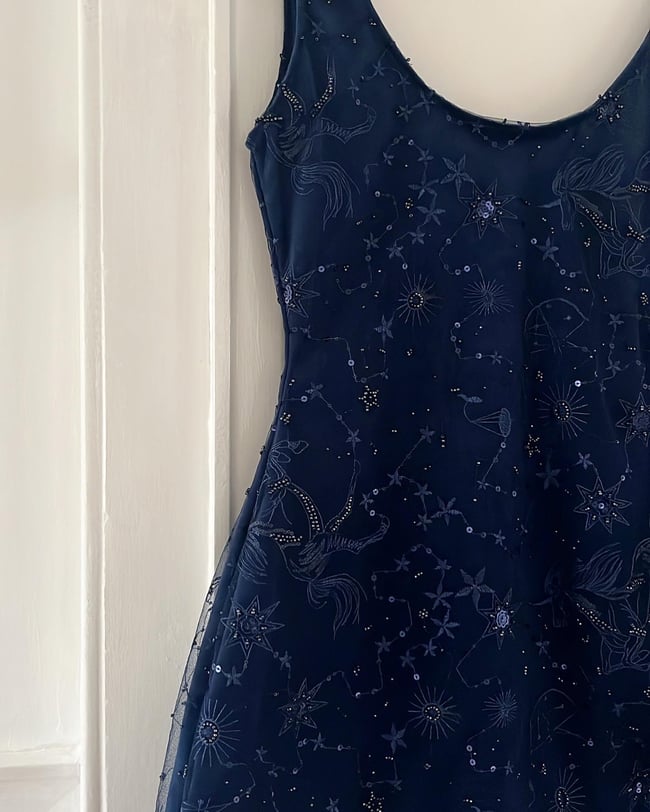 The Midnight Dress Velvet Navy Embellished Tulle Dress