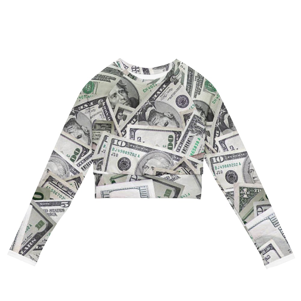 Image of Money Recycled long-sleeve crop top