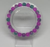 Pink And Green Crackle Glass Beads
