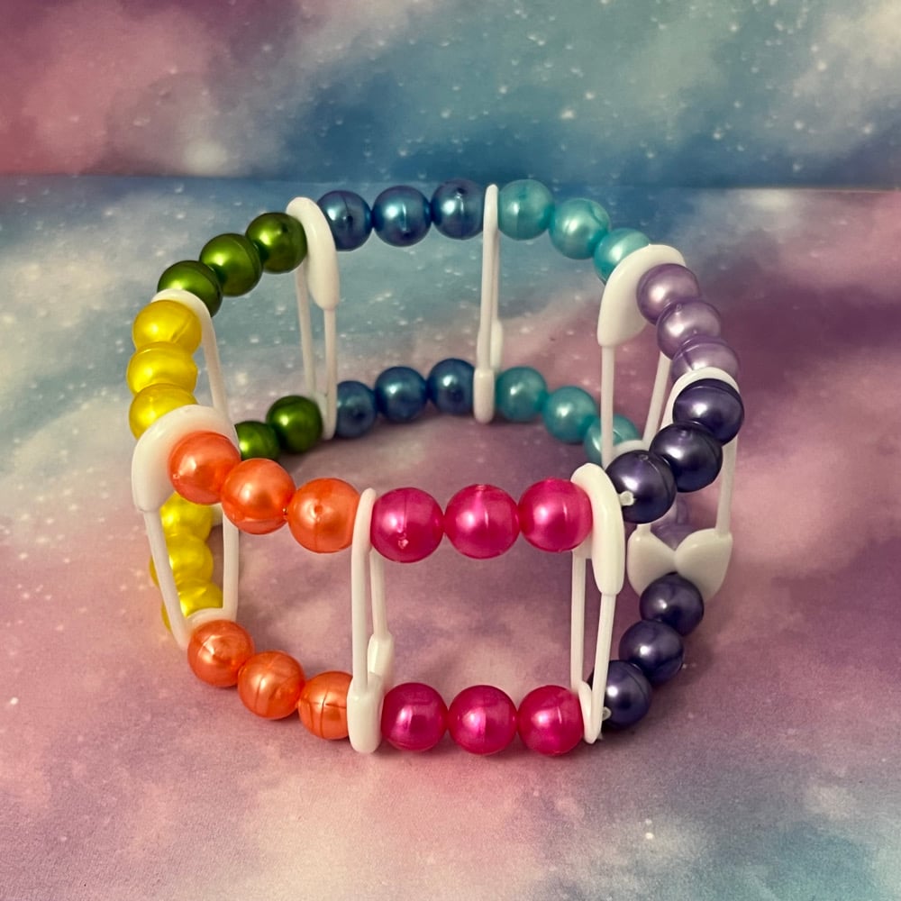 Image of Safety Pin Kandi Cuff Bracelet