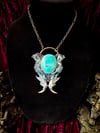 Bisected Muskrat Skull W/ Magnesite & Turquoise - Necklace 