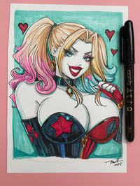 Image of harley Quinn Signed copic sketch