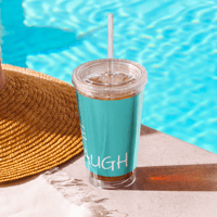 Image 2 of Clear plastic tumbler (Live Love Laugh on teal)