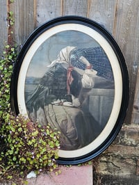 Image 1 of HUGE Victorian "faceless girl" with preserved web inside Victorian frame