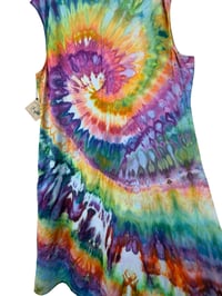 Image 4 of 3X PLUS Stretch Knit Fit and Flare Midi Dress in Groovy Spiral Ice Dye