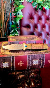 Image 6 of 👑The Armored Kingdom Golden Deus Vult "God Wills it" Collectors Spring Assisted Knife-Durable