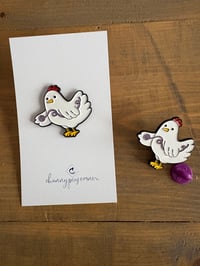 Image 2 of Yarn Chicken Soft Enamel Pin (Lavender)