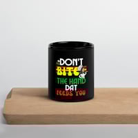 Image 1 of Don't Bite The Hand Black Glossy Mug