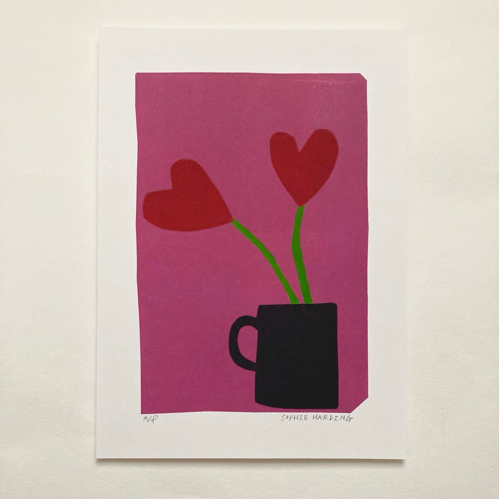 Image of Two Hearts handmade print