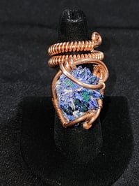 Adjustable Azurite w/malachite Ring, Morocco