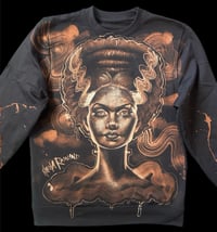 Image 3 of “BRIDE OF FRANKENSTEIN” CUSTOM ONE OF A KIND BLEACH PAINTED SWEATSHIRT SIZE MEDIUM