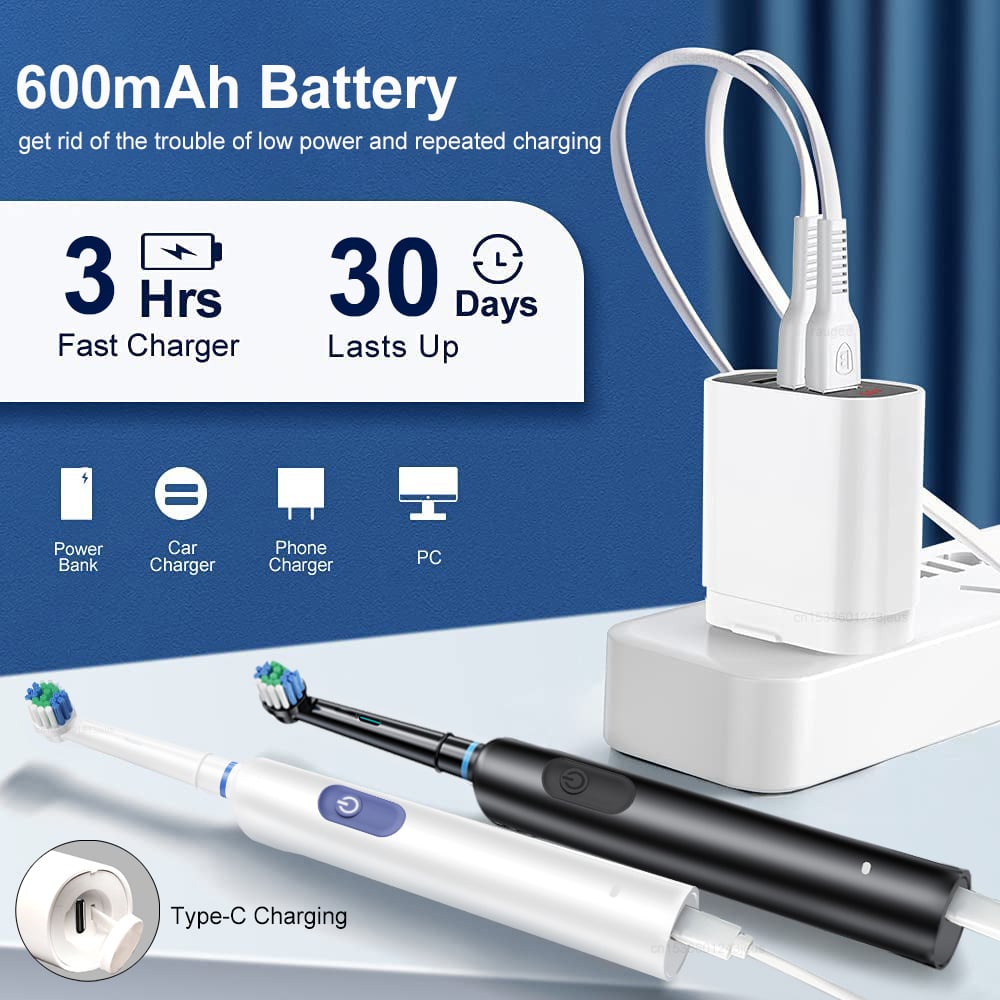 Image of Electric Toothbrush Rotary Rechargeable Electric Toothbrush for Adults Rotating Electric Toothbrushe