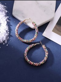 Image 5 of Sequin Colorful Hoop Earrings 