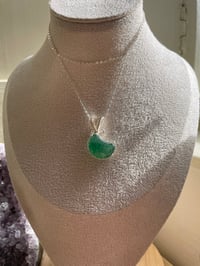Image 4 of Silver Green Strawberry Quartz Moon Crystal Necklace