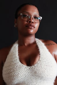 Image 1 of V-Neck Crochet Dress - Fuzzy