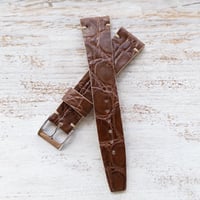 Image 4 of 20mm Two Stitch Crocodile Strap In Brown 