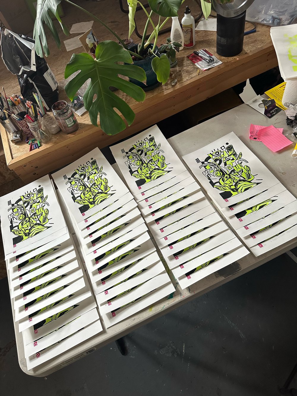 Image of “A Ripple in Every Direction” reductive linocut print