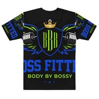 Image 2 of BOSSFITTED Black Neon Green and Blue Men's Compression T-Shirt