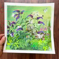 Image 1 of ORIGINAL ARTWORK - Borzoi in a Butterfly Bush - 25x25cm