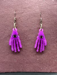 Image 1 of Pink skeleton hand earrings