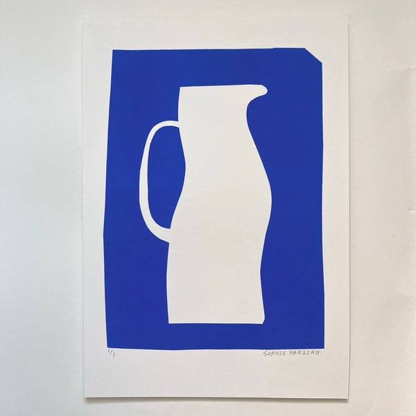 Image of Tall white Jug handmade print