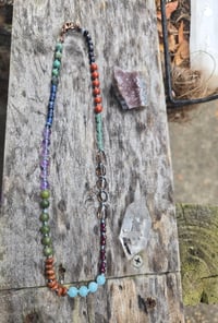 Image 1 of Multi gemstone knotted necklace