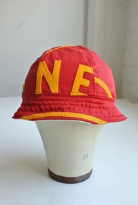 Image 1 of Reworked Reversible 6panel Bucket Hat 1940s Baseball Shirt Medium 23"-23.5"