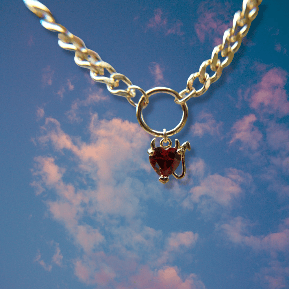 Image of -;- lil devil heart choker -;- (silver or gold)