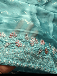 Image 3 of Binisha_Soft Sequin Saree in Teal color