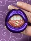 PHONE GRIP - Chrome Purple Lips With Sagittarius Zodiac