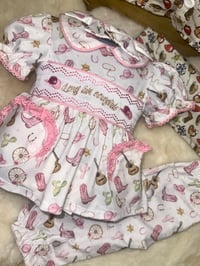 Image 1 of  cowgirl smocked pyjamas 