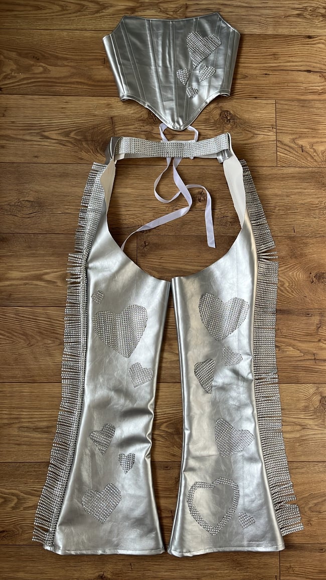 Handmade Space Top featuring rhinestone heart details