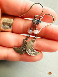 Image 15 of kyanite moonstone crescent moon dangle earrings