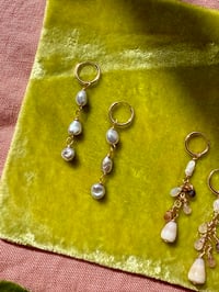 Silver keshi huggies