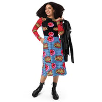 All-over print long sleeve midi dress