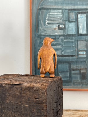 Image of CARVED WOODEN PENGUIN