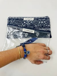 Image 1 of *EN STOCK* Ensemble Pochette passeports, pochette transparente bracelet bandana marine