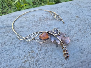 Oak leaf and carnelian necklace 