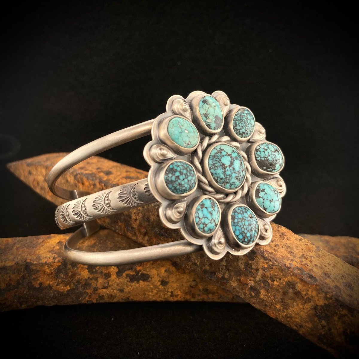 Kingman Turquoise Cluster Bracelet