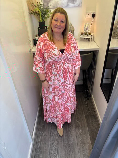 Image of FLORAL SHIRRED WAIST MAXI DRESS