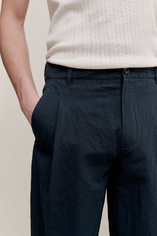 Image of A KIND OF GUISE FOLDED WIDE TROUSERS DARK INCENSE